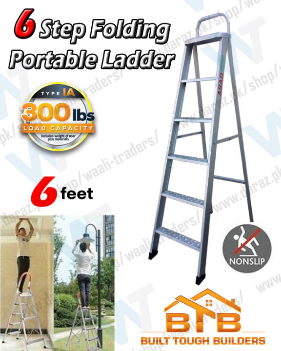 Body Shop Ladder Heavy Duty Total Iron Body 6 Step Folding Portable Ladder | Daraz.pk