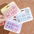12pcs/Box Children Acrylic Nails Safe Non-Toxic Adhesive Nail DIY Artificial Fingernails for Girls Children's Day Gift. 