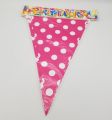 DARK PINK POLKA DOT FLAGS BANNER ( PACK OF 10 PARTY FLAGS ). 