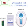 Wireless Bell Battery Remote Control Door/Office Bell Long Range - With free 12v cell. 