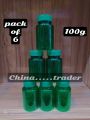 Pack of 3 Green (100ml)PET Plastic Capsule/Pill/Tablet Powder Refillable Bottle, Empty. 