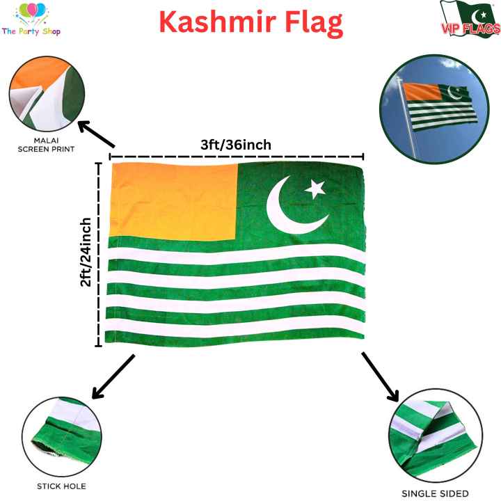 Kashmir Flag Digital Sublimation Printed Size: 2x3 ft approx