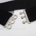 Elastic Waistband Double Ring Metal Pin Buckle Wide Belt For Women Fashion Dress Decoration Accessories. 