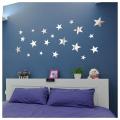 15Pcs/ 30 Pcs/ 45 Pcs/60 Pieces 3D DIY Mirror Stars Wall Decoration for TV Background Bedroom Door Freezer Home Decor Acrylic Decoration. 