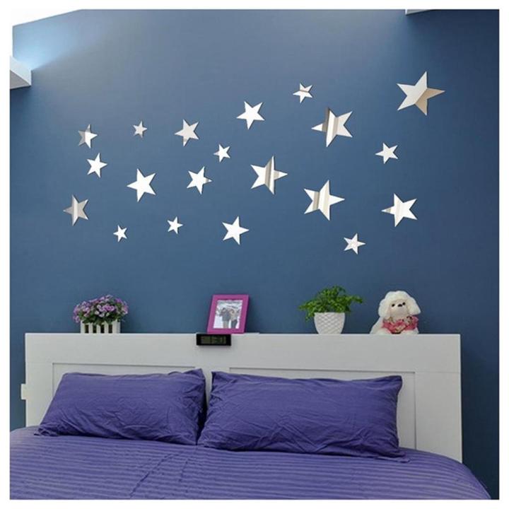 15Pcs/ 30 Pcs/ 45 Pcs/60 Pieces 3D DIY Mirror Stars Wall Decoration for TV Background Bedroom Door Freezer Home Decor Acrylic Decoration
