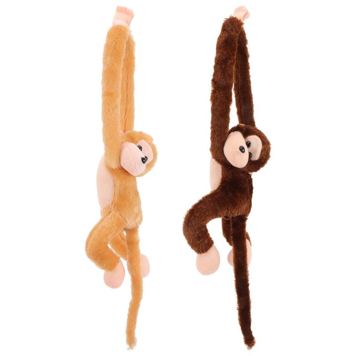 2 Pcs Monkey Plush Animal Toy Jumbo Stuffed Animals Hug Pv Velvet Long Arm Child Baby