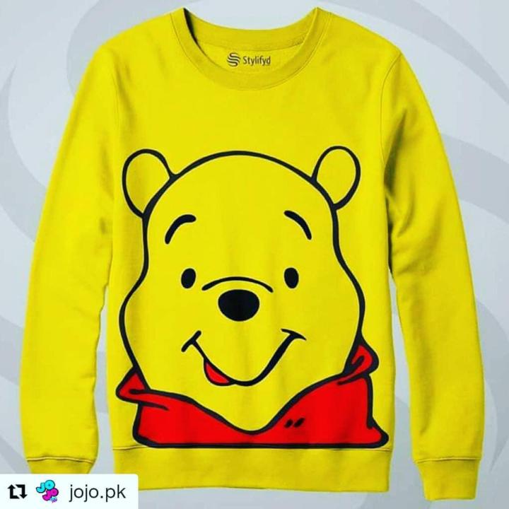 PooH Printed Pull Over Cotton Fleece Sweat For Woman
