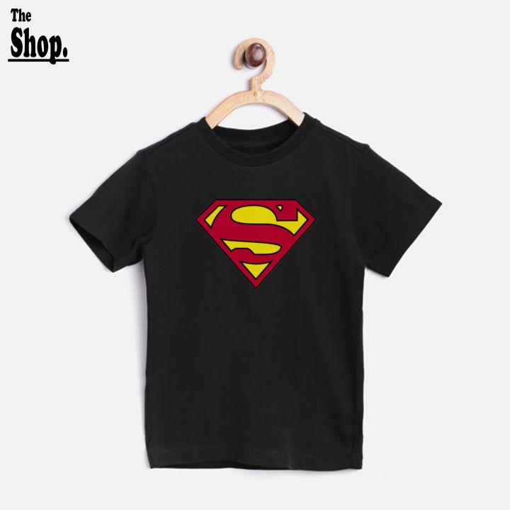The Shop - Super Hero Kids TShirt, Black SUPERMAN T-Shirt For Boys & Girls Kids, 1 Year To 14 Years - BC-SM1