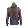 Brown Leather Bomber Style Leather Jacket with Hoodie baseball Jacket For Men. 