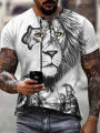 Men's T-shirt 3D tiger printing fashion funny animal graphic T-shirts leisure o-neck oversized short sleeve street trend tops. 