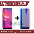 Oppo A5 2020 Tempered Glass Premium Quality Screen Protector + Back Matte Protector Soft Skin Sheet For A5 2020. 