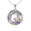 Romantic Gift Elephant Mom Jewelry Pendant Mother's Day Necklace. 