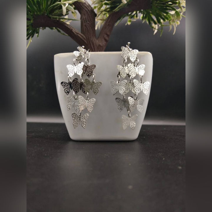 New Attractive Funky Drop Earrings For Girls - Silver
