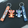 Multicolor Rubber Tom And Jerry 3D Silicone Strap Keychain Cartoon Tom and Jerry Keyring Lively Kawaii Cat Mouse Soft Rubber Kawaii Doll Fashion Jewelry for Kid Toy Gifts Accessories Anime Keychain Anime Toys Tom and Jerry Pendant Figures. 