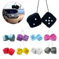 Furry Car Dice Ornament Trendy Decorative Fluffy Rearview Mirror Dice Soft Spotty Fluffy Dice For Car Accessory Vehicle. 