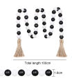 Thanksgiving Wooden Bead Decorations Boho Farmhouse Wood Bead Garland with Tassels Chic Home Decor for Vases Shelves Windows Tiered Tray Accessories Wooden Beads. 