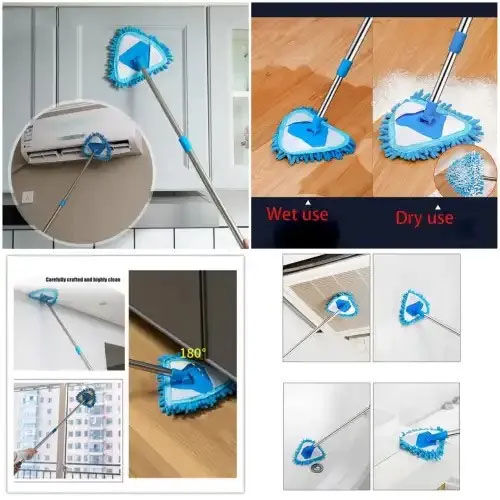 Tijarat%20Online%20Microfiber%20Floor%20Cleaner%20Mop%20-%20Triangle%20Mop,180%20Degree%20Rotatable%20Adjustable%20-%20Duster%20for%20Home%20Bathroom%20Floor%20-%20Image%207