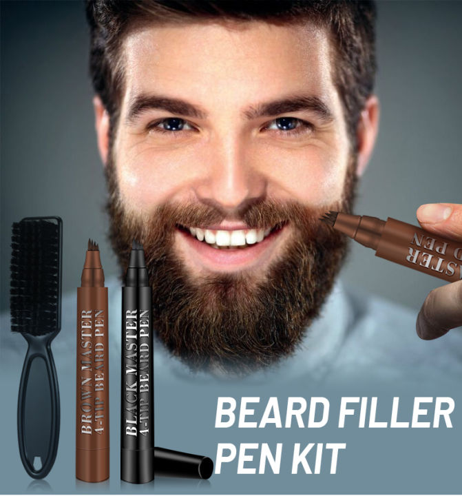 GUANJING%20Brown%20Colors%20Men%20Waterproof%20Beard%20Filler%204%20Tip%20Beard%20Filler%20Beard%20Filler%20Pen%20Kit%205ml%20GJ7079%20-%20Image%203