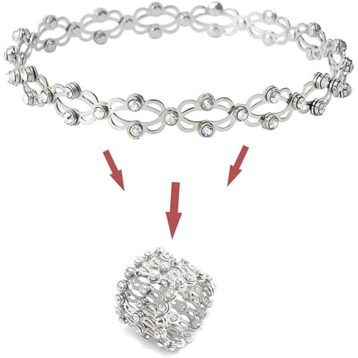 Diamond inlay Magic Expandable Ring Creative Adjustable Deformable Magic Copper Bracelet Expanding To Bangle 2-in-1 Telescopic Ring