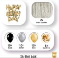 pack of 50 Pcs Happy Birthday Decoration Kit Combo For Boys Girls / Husband Wife / Brother Sister/ Father Mother / friend - Happy Birthday Pink polka dot Letters , Silver Curtains , Pink & White Theme Confetti Foil Balloons. 