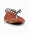 Silver Faux Leather Flip-Flops For Women. 