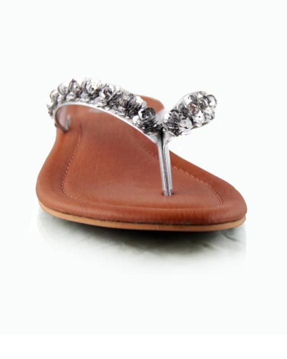 Silver%20Faux%20Leather%20Flip-Flops%20For%20Women%20-%20Image%204