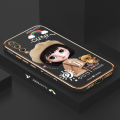 Luxury 6D Plating Soft Casing Silicone Square Frame Phone Case For Huawei P20 Pro Case Shiny Bling Back Cover Cute Girl With Shoulder Bag Square Edge Pattern Design Soft Case + Free Lanyard. 