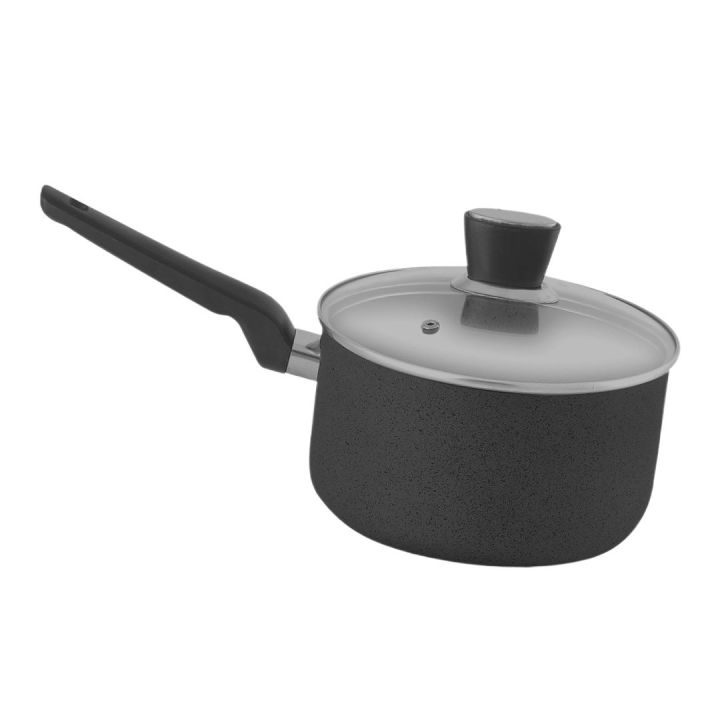 Stone Marble Coated Saucepan with Glass Lid – 16cm, 18cm, 20cm – 3 Layer Non-Stick