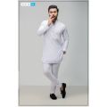 White Lelan unstitched suit for men's export quality.. 