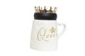 White Queen Crown Luxury Elite Design Mug With Crown Lid Ceramic Coffee Cup. 