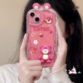 Cartoon 3D Doll Cute Strawberry Bear Lotso Phone Case For Redmi Note 12 10 11 9 8 10s Pro Max Redmi 9T 10C 9A A1 A2 10A POCO X5 M3 C55 MI 12 11 Lite Fashion Lovely Animals Wavy Curved Edge Soft Cover. 