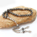 Sang e hadeed Stone Tasbeeh 33 & 100 Beads (Size 6MM) - Turkish Design Tasbih ( hematite ) muslim hadeed  e chini ( seeni ) zikr prayer Tasbeeh - handmade Rosary 6mm tasbi counter Stress Relaxation. 