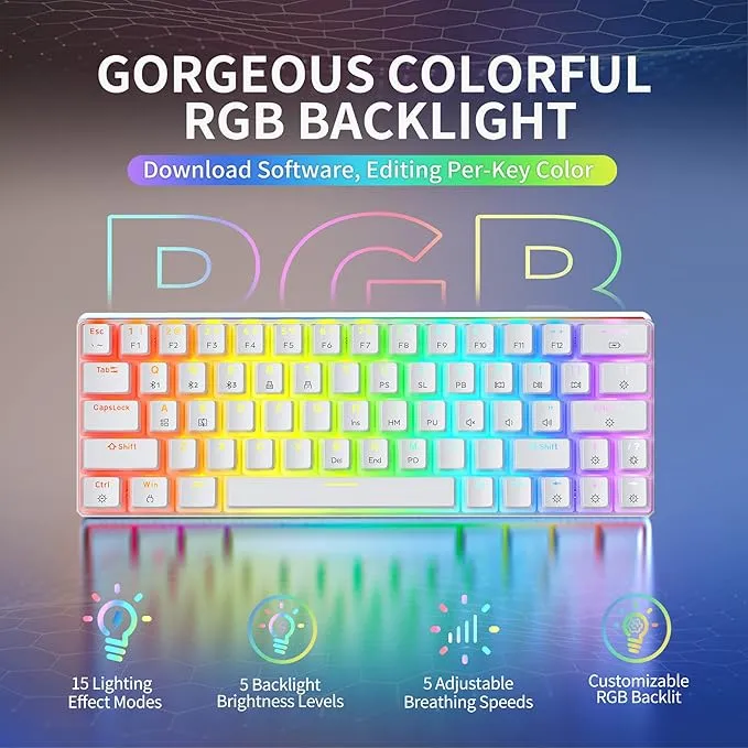 Tezarre%20TK63%20Wireless%20Keyboard%20Bluetooth/2.4G/USB%20Wired%2060%25%20Mechanical%20Gaming%20Keyboard%20RGB%20Backlit%20PBT%20Pudding%20Keycaps%20Hot-Swappable%20-%20Image%203