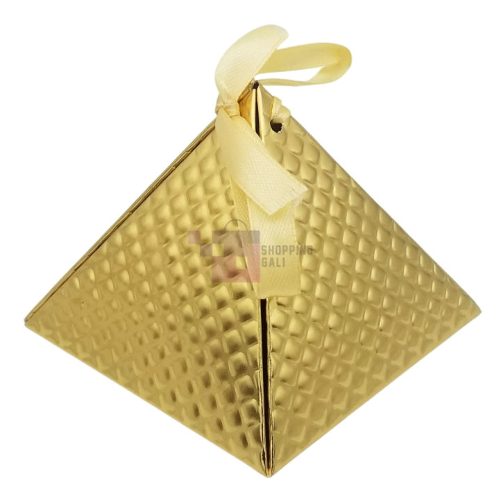 Pyramid Design Bidh Box - 3.5 Inch x 3.5 Inch - Wedding Themed Party - Multicolors - Unisex - Pack Of 50