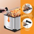 Deep Fat Fryer 2200W, 3.5 Litre Deep Fryer Easy Clean, with Viewing Window, Stainless Steel, Temperature Control, Removable Oil Basket, Silver Deep Fryer 3.5L Capacity. 