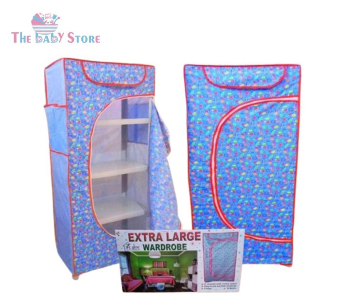 Plastic Baby Wardrobe with 3 Shelves & Pocket – Best Quality, Foldable Storage