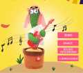 badgeRechargeable Dancing Cactus Toy with Music, Singing, Talking, Lightning, Wriggle- Funny talk back toy For Kids- Home Decorative and Children Playing Birthday Gift Foxen. 