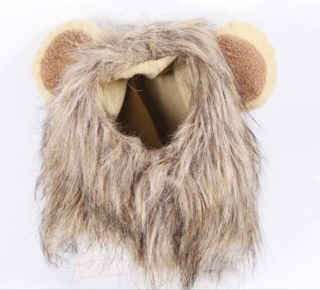 Cute Pet Cosplay Clothes Wig Emulation Transfiguration Costume Lion Hair Mane Ears Head Cap For Pet Cat Dog Dress Up Photo Props