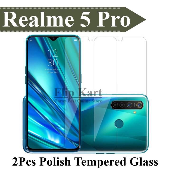 2 Pack Realme 5 Pro Tempered Polish Glass Screen Protector Premium Quality For Realme 5 Pro