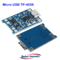 TP 4056 Micro USB 18650 Lithium battery charging and protection integrated charging board. 