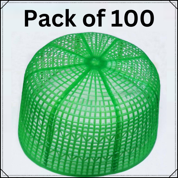 Pack Of 100 Plastic Prayer Cap Namaz Topi For Masjid Donation - Green Masjid Cap Plastic