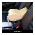 Car Center Console Armrest Cushion With Mobile Pocket Beige and Black. 