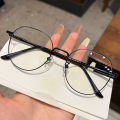 Women's Ultra-Thin Large-Frame Glasses Korean Style Anti-Blue Light Flat Glasses for Work and Study. 