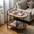 Movable Coffee Table Side Table Tea Table 2-Tier With Wheel. 
