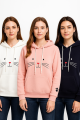 Aua n Co Winter Premium Fleece Cute Cat Pullover Hoodie for Women for Girls. 