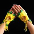 Women's Flower Embroidery Fingerless Glove Female Spring Summer National Glove R2072. 