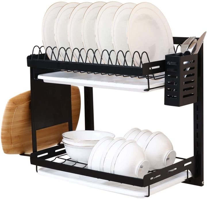 Dish%20Drying%20Rack%20with%20Drainer,%20Cutlery%20Organizer%20and%20Cutting%20Board%20Holder,%20Wall%20Mounted%20Dish%20Drainer,%20Adjustable%20Layer%20Space,%20Stainless%20Steel%20-%20Image%202
