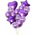 Purple Heart & Stars Foil & Confity Balloons Set. 
