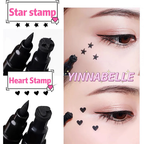 Eyeliner Pen And Winged Stamp Magic Double Head wing Seal Heart Star Stamp Eyeliner Black