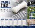 White Nylon Cable Ties Pack | Heavy Duty Zip Ties | 4", 6", 8", 10", 12", 14" | Self Locking Wire Cable Organizer. 